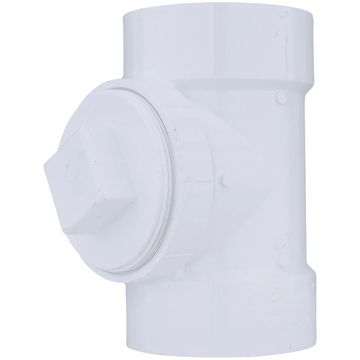 Prestigious Charlotte Pipe 4 In. Test PVC Tee with Toe Saver Plug Recyclable