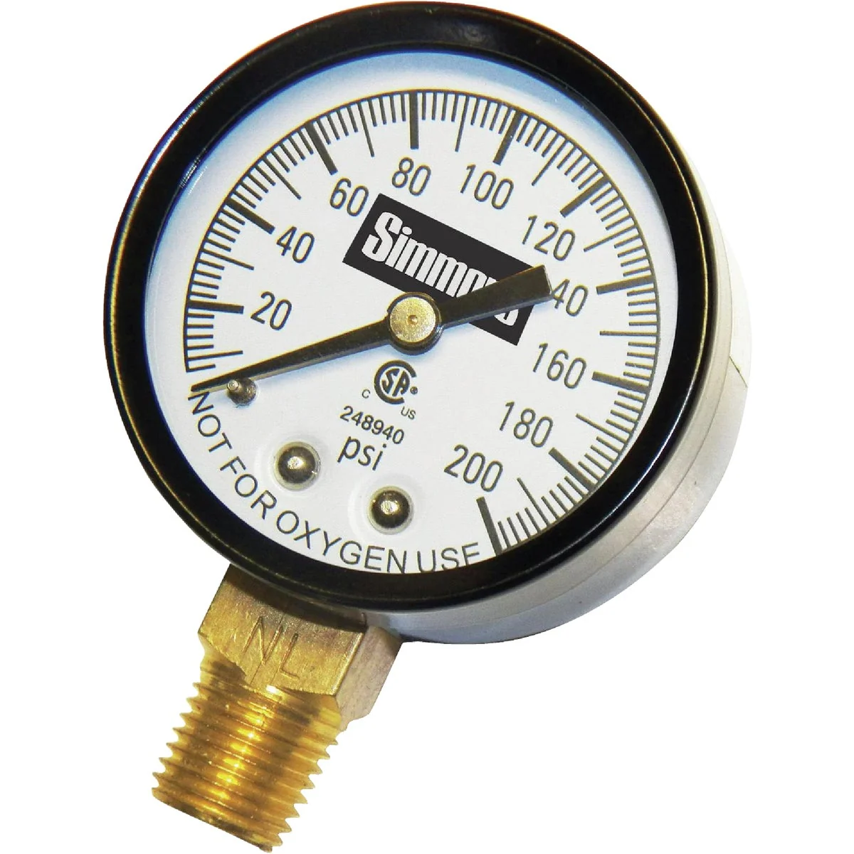 Premium Simmons 1 4 In. MPT Fitting 200 psi Pressure Gauge Comfortable