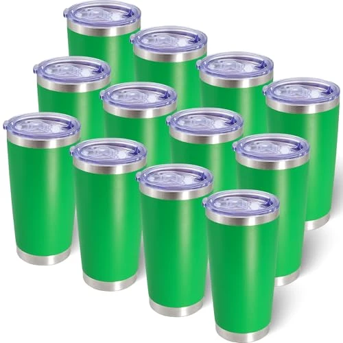 First-Class 20oz Tumbler with Lid Stainless Steel Tumblers Insulated Mug Green 12P 12 Count World-Class