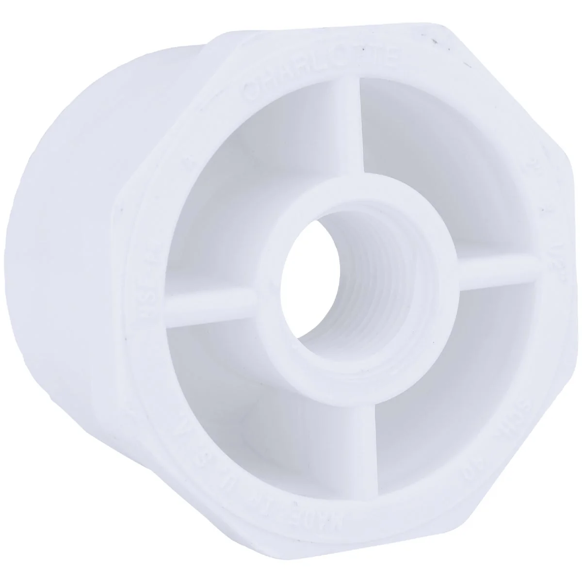 Recyclable Charlotte Pipe 2 In. SPG x 1 2 In. FPT Schedule 40 PVC Bushing Clean