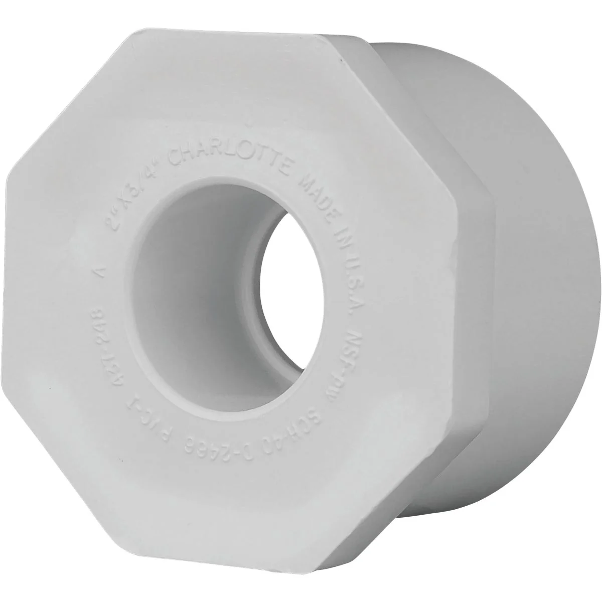 Reliable Charlotte Pipe 2 In. SPG x 3 4 In. Slip Schedule 40 PVC Bushing Clean