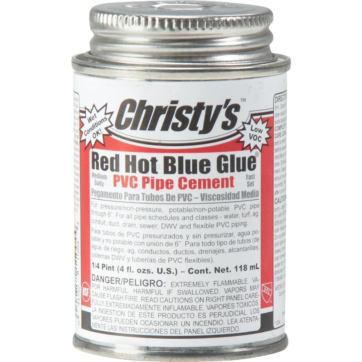 Comfortable Christy’s 4 Oz. Low VOC Red Hot Blue Glue PVC Cement Prestigious