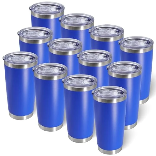 First-Class 20oz Tumbler with Lid Stainless Steel Tumblers Insulated Mug Dark Blue 12P 12 Count High-Quality
