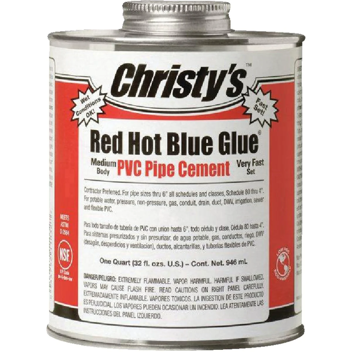Innovative Christy’s 32 Oz. Low VOC Red Hot Blue Glue PVC Cement First-Class