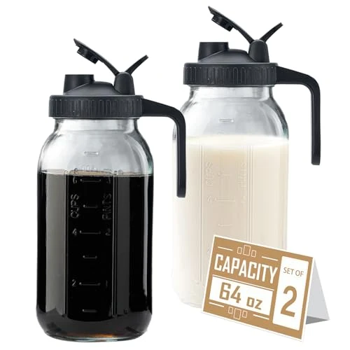 Carefully Designed 64oz Glass Pitcher with Lid 2 Count Lightweight