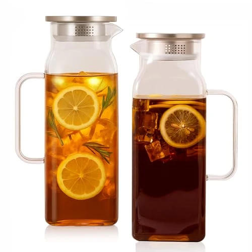Easy-to-Use Glass Pitcher with Lid and Spout 2 Count Reliable