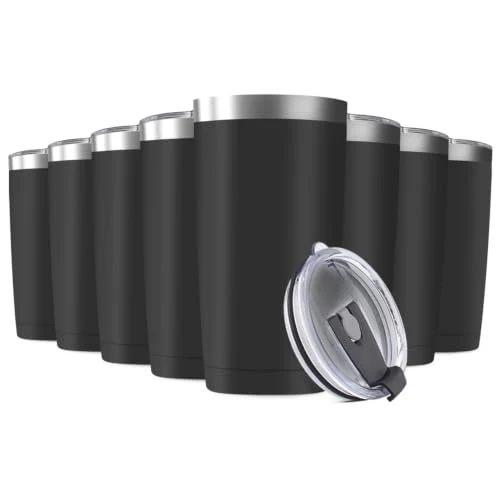 Healthy 8 Pack 20oz Tumbler Vacuum Insulated Travel Mug with Lids 8 Count Crafted