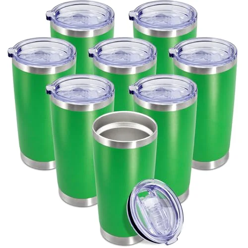 Verified 20oz Tumbler Insulated Coffee Tumblers with Lid Stainless Steel Green 8P 8 Count Effective