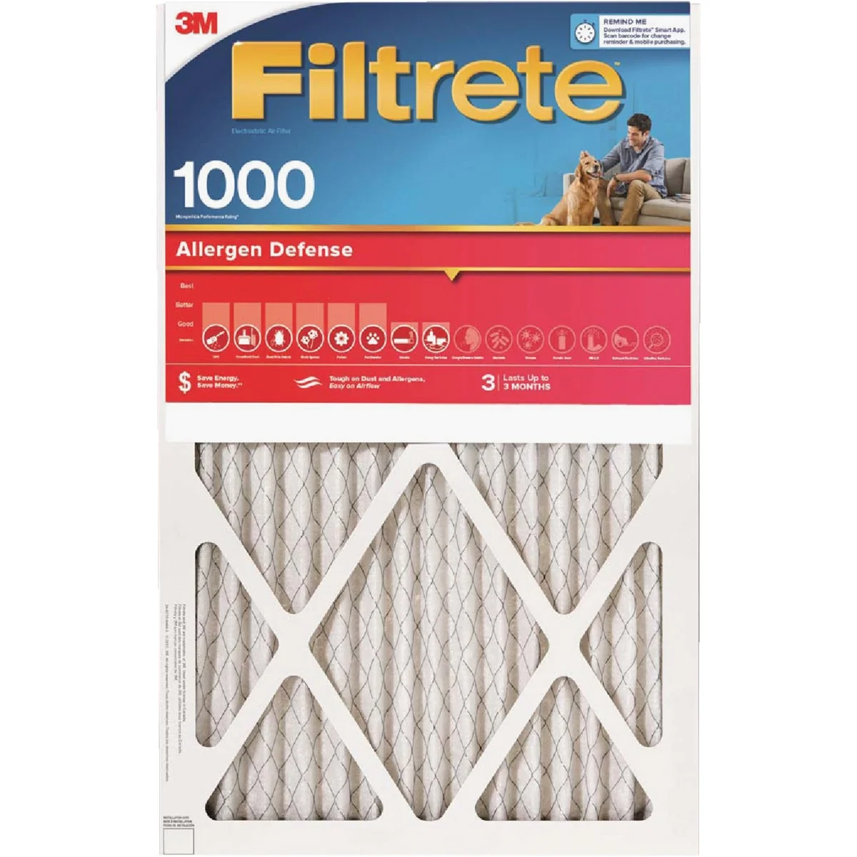 Superior 3M Filtrete 12 In. x 24 In. x 1 In. Allergen Defense 1000 1085 MPR Furnace Filter Certified