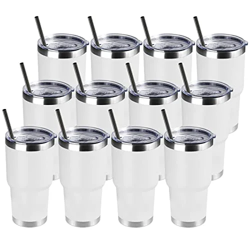 Top-Quality 30 oz Tumbler with Lid and Straw 12 Count Functional