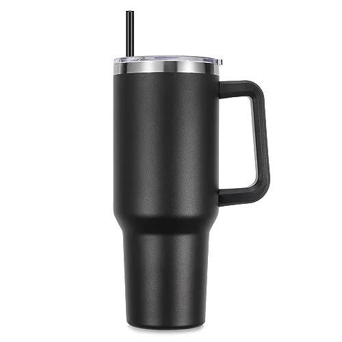 Sustainable 40 oz Tumbler with Handle and Straw Crafted