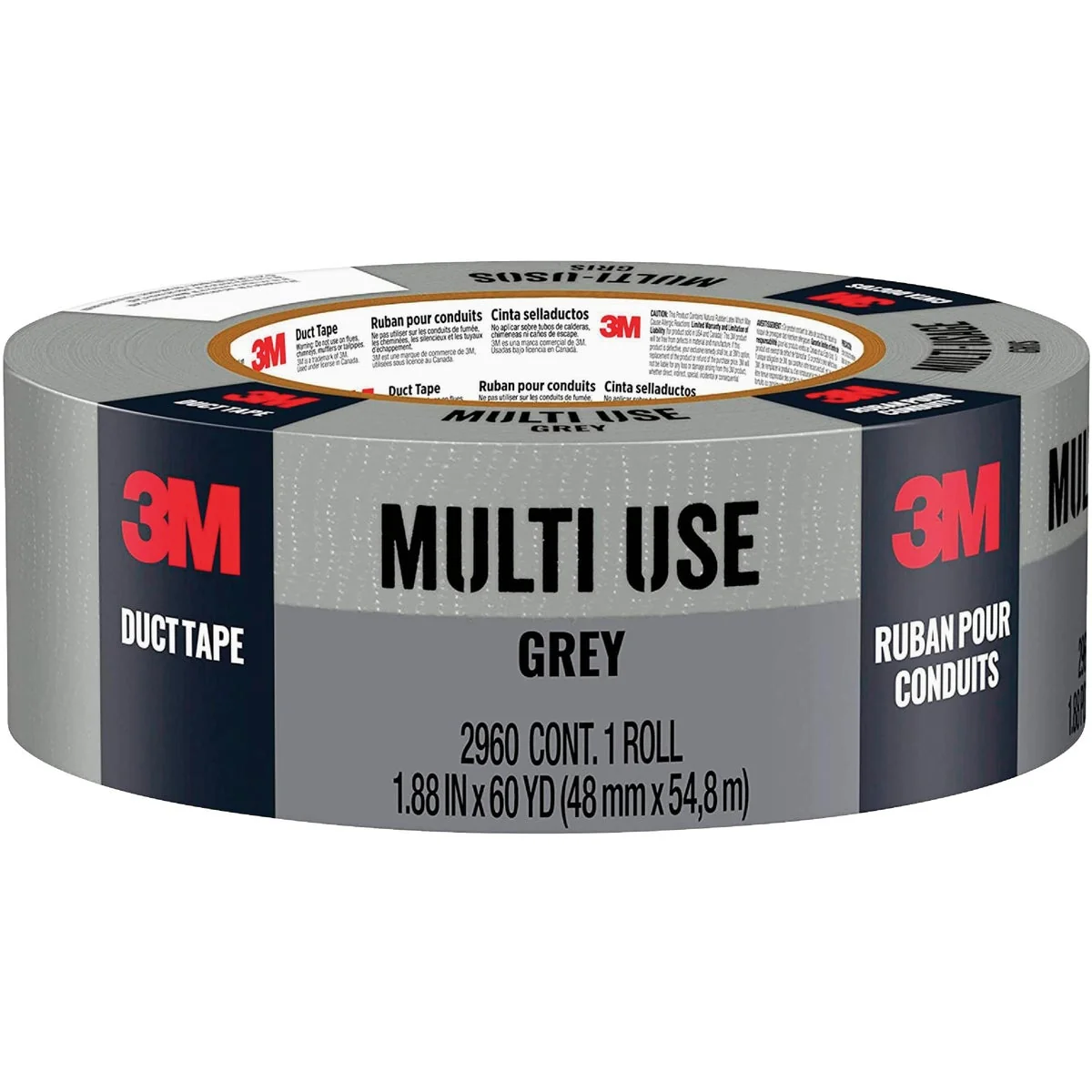 Lightweight 3M 1.88 In. x 60 Yd. Multi-Use Home Shop Duct Tape Gray Durable