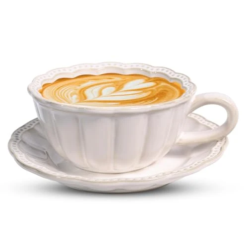 Solid 12 OZ Latte Cup with Saucer Convenient