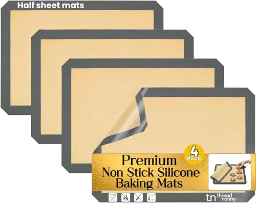 Original Design Silicone Baking Mats Half Sheet Non Stick for Oven Reusable 4 Pack 4 Count Smooth
