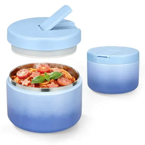 Original 12oz Insulated Vacuum Food Jar with Buckle Lid Wide Mouth Soup Thermo for Hot Food Kids Leakproof Stainless Steel Lunch Container Recyclable