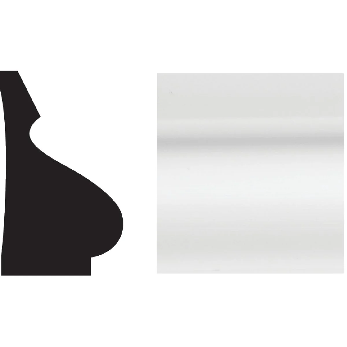Powerful Royal 1 2 In. x 1-1 8 In. x 8 Ft. White PVC Base Molding Cap Fast