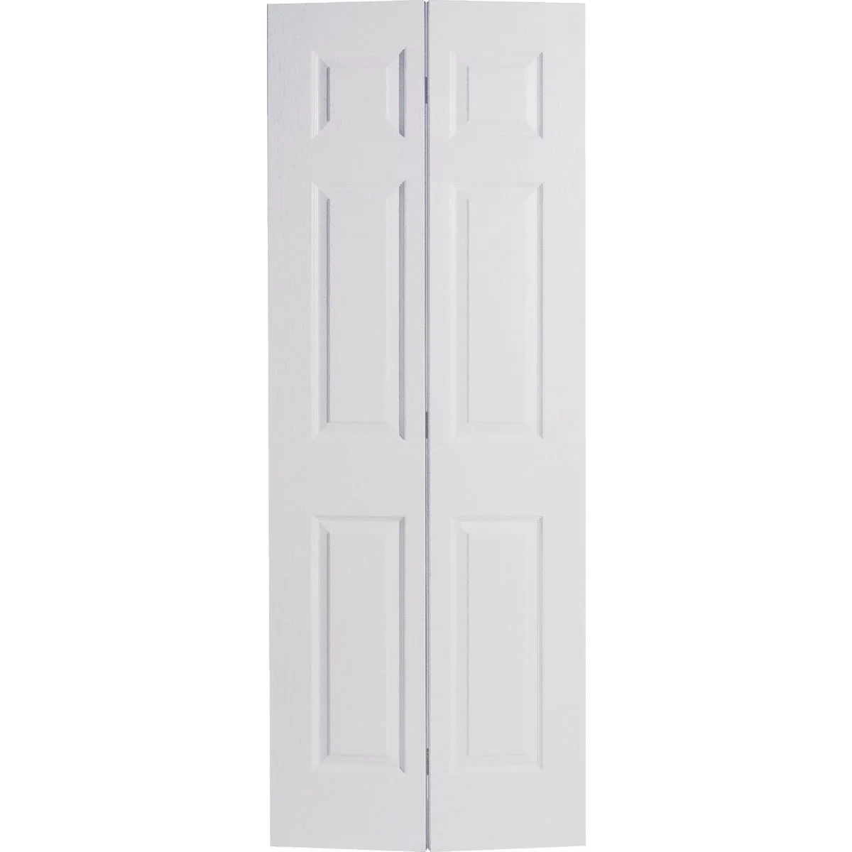 Casual Masonite 30 In. W x 79 In. H Textured Hardboard Primed White 6-Panel 2-Door Bifold Door Modern