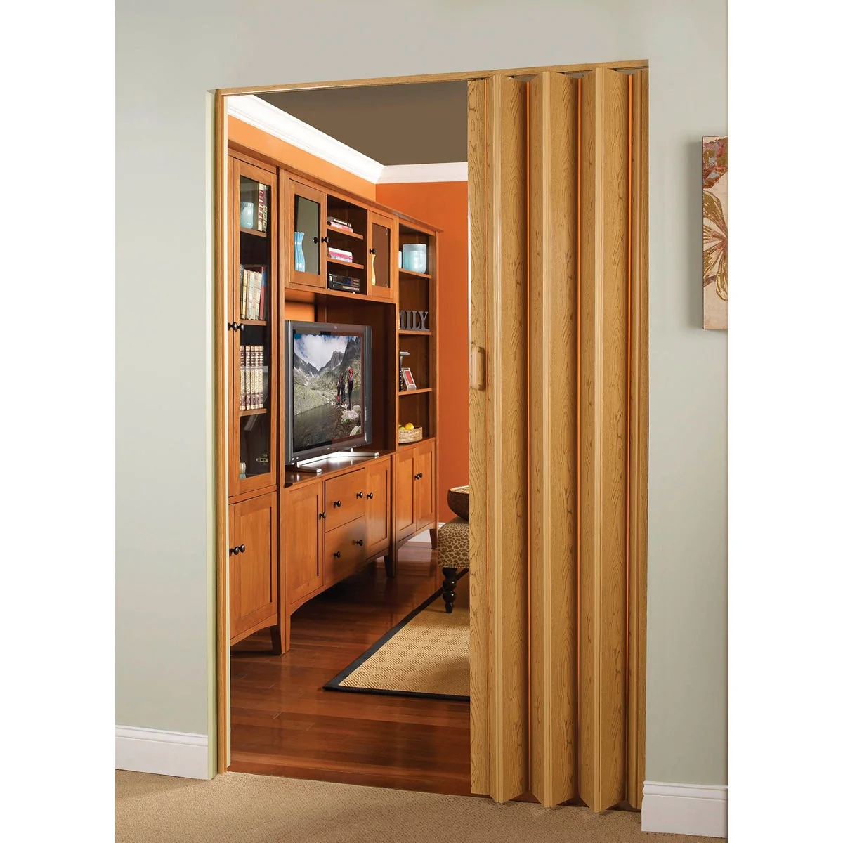 Breathable Spectrum Encore 24 In. to 36 In. W. x 80 In. H. Oak Accordion Folding Door World-Class