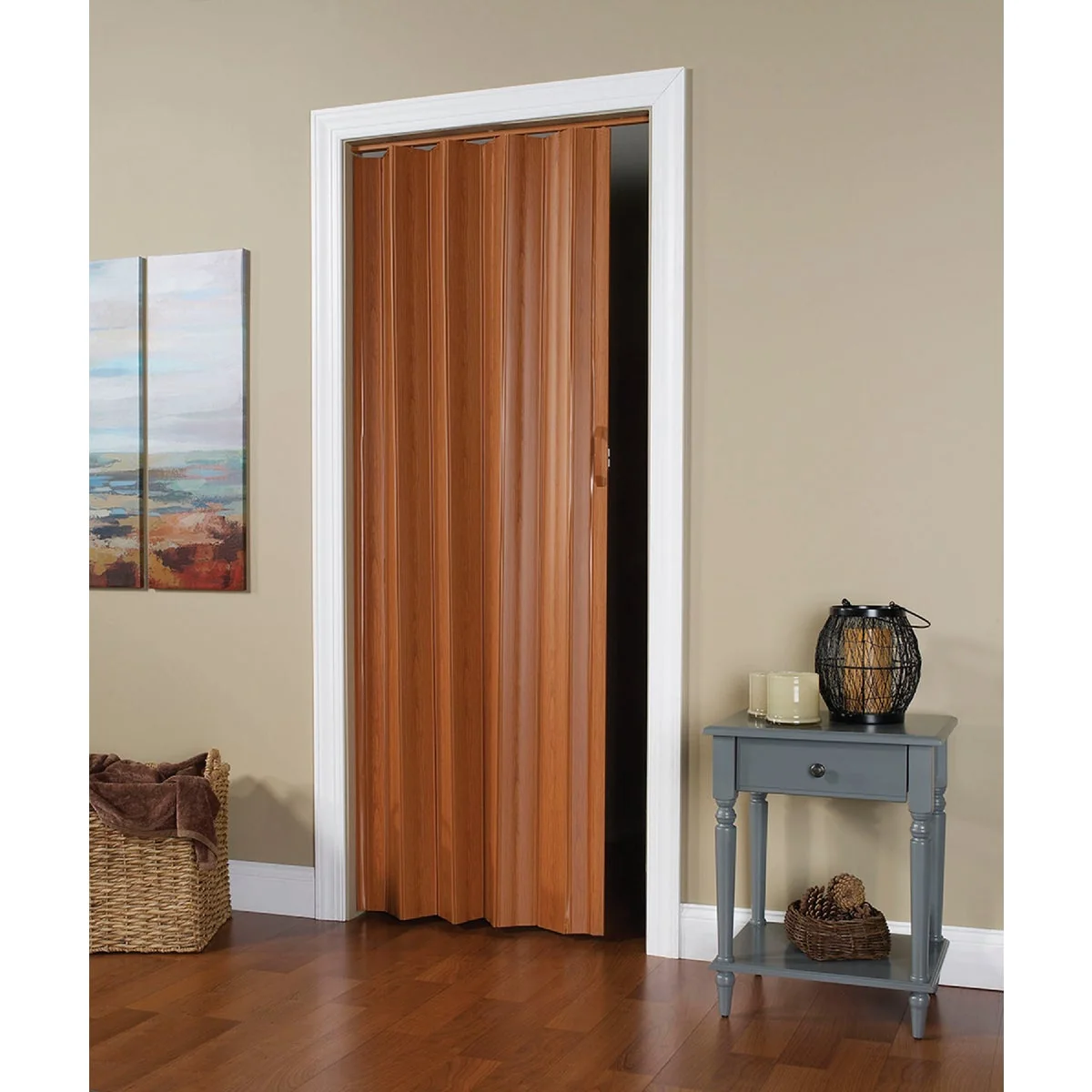 Original Design Spectrum Via 24 In. to 36 In. W. x 80 In. H. Fruitwood Accordion Folding Door Official