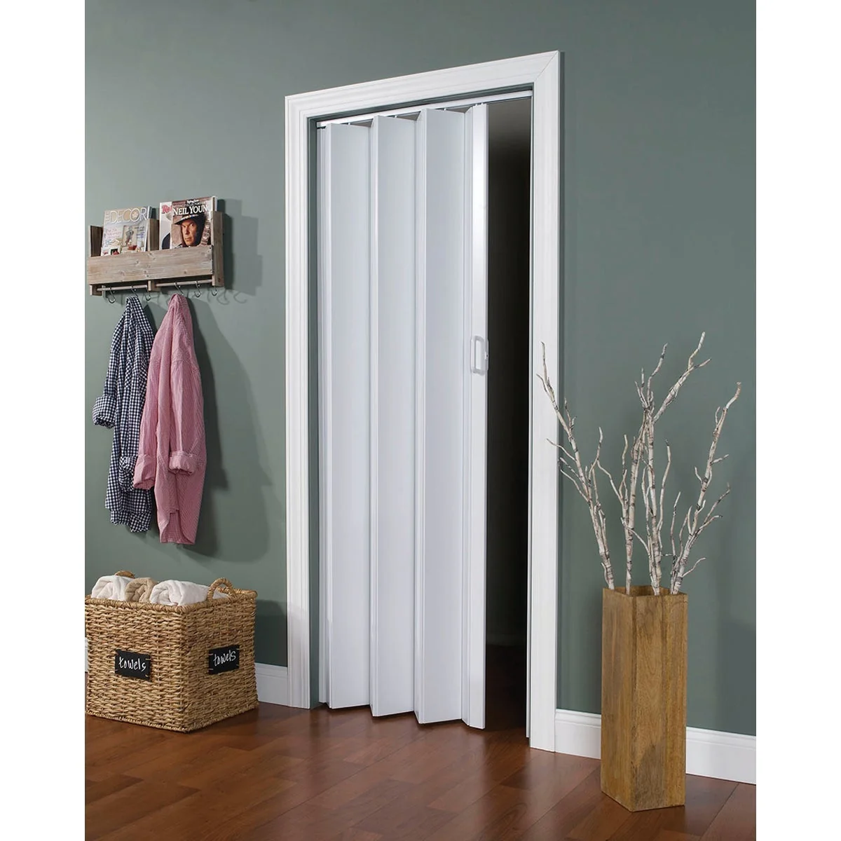 Genuine Spectrum Encore 24 In. to 36 In. W. x 80 In. H. White Accordion Folding Door Elite