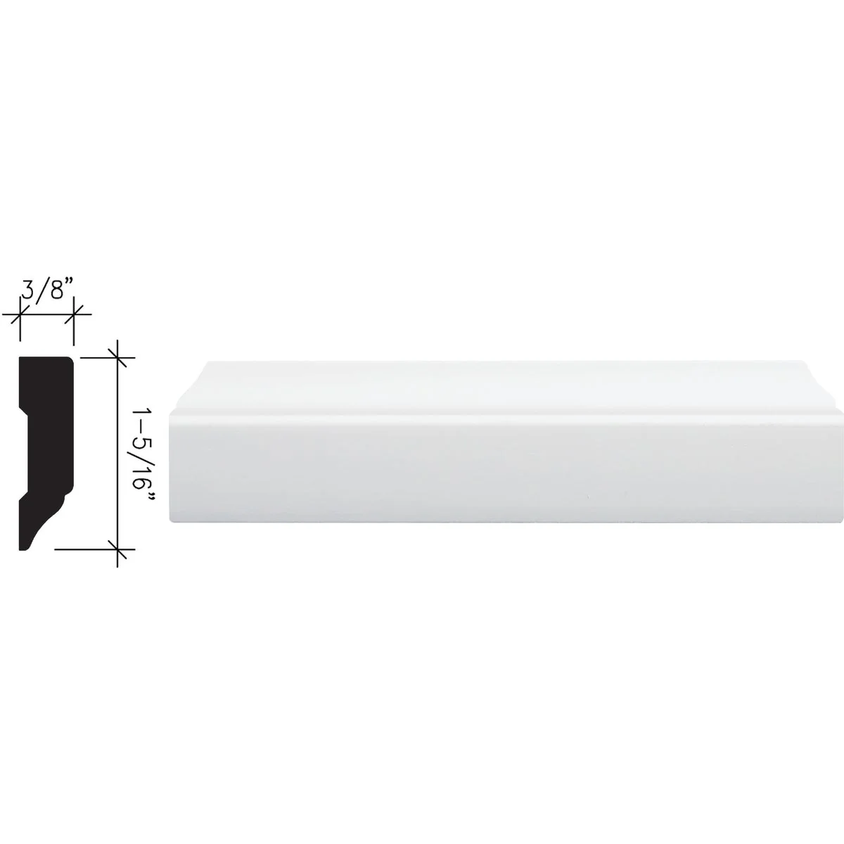 Refined Inteplast Building Products 3 8 In. W. x 1-5 16 In. H. x 7 Ft. L. Crystal White Polystyrene Stop Molding Sustainable