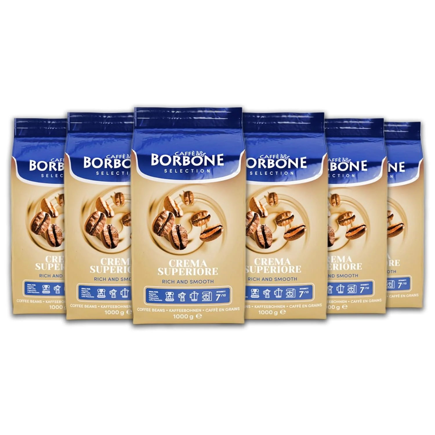 Outstanding Caffè Borbone Whole Bean Coffee Crema Superiore Arabica and Robusta Blend – Roasted and Freshly Packaged in Italy – 2.2 Pound Bag Pack of 6 Fine Crafted
