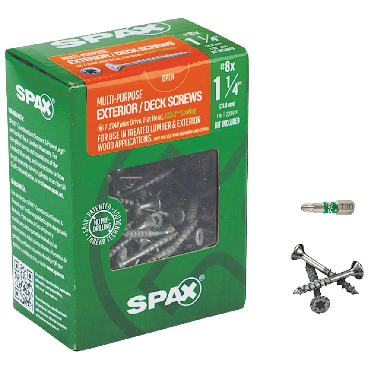 High-Grade Spax 8 x 1-1 4 In. Flat Head Exterior Multi-Material Construction Screw 1 Lb. Box Eco-Friendly