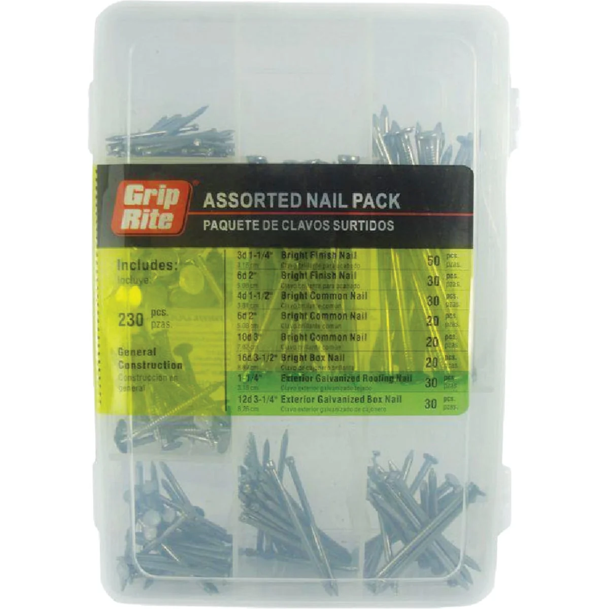 Fast Grip-Rite Steel Nail Assortment Kit 230 Pcs. Genuine