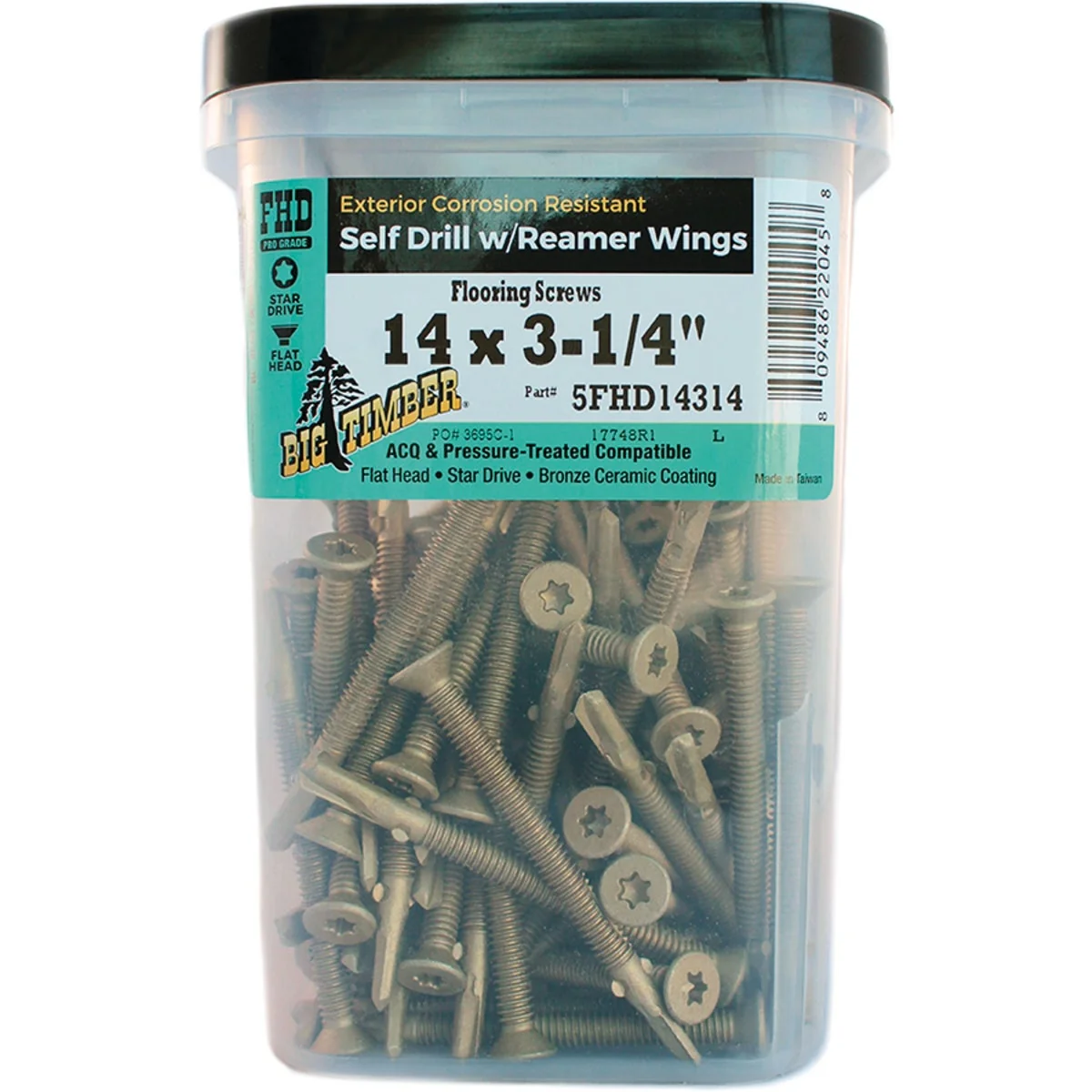 First-Class Big Timber 14 x 3-1 4 In. Flat Head Self-Drilling Bronze Reamer Screw 150 Ct. 5 Lb. Selected
