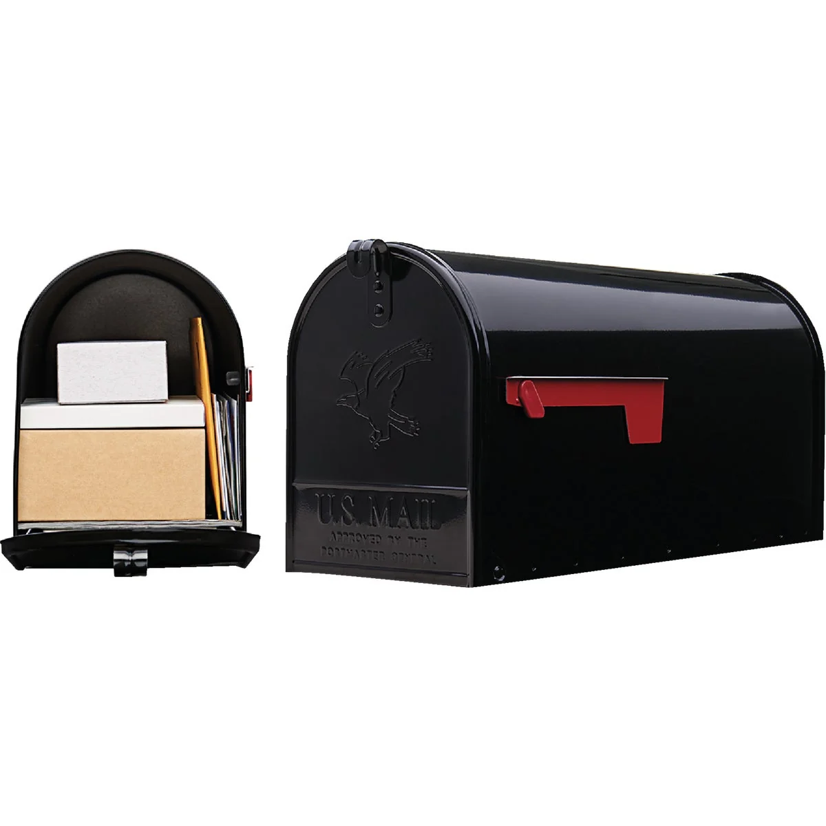 Smart Gibraltar Elite T2 Large Black Steel Rural Post Mount Mailbox Modern