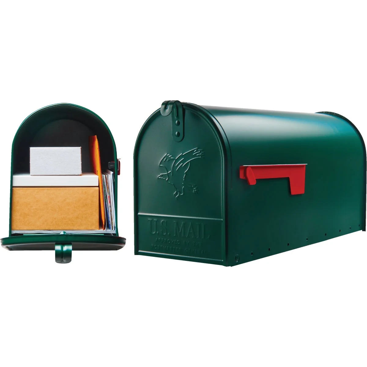 Modern Gibraltar Elite T2 Large Green Steel Rural Post Mount Mailbox Certified