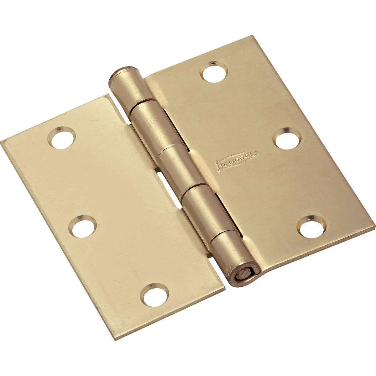 Official National 3 In. Square Satin Brass Door Hinge Traditional