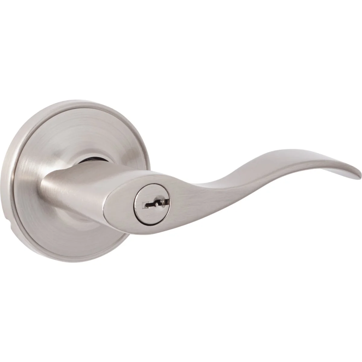 Sustainable Steel Pro Brushed Nickel Wave Entry Door Lever Safe