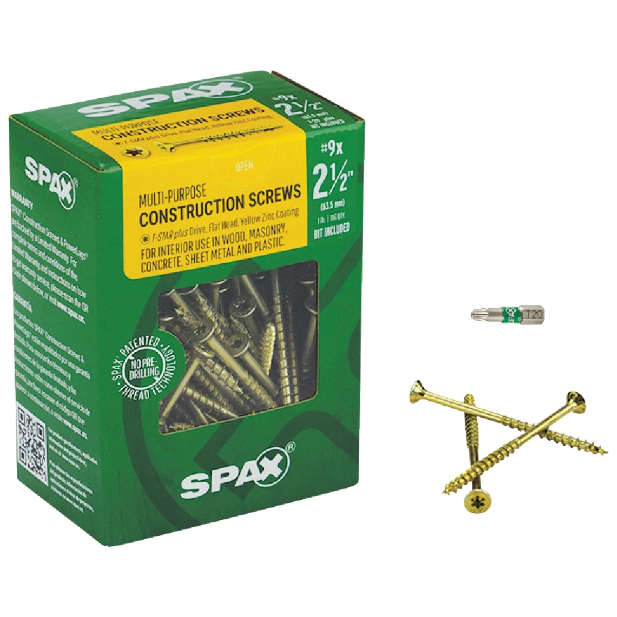 Modern Spax 9 x 2-1 2 In. Flat Head Interior Multi-Material Construction Screw 1 Lb. Box Quality