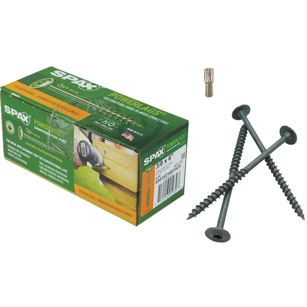 Specialty Spax PowerLags 3 8 In. x 6 In. Washer Head Exterior Structure Screw 25 Ct. Refined