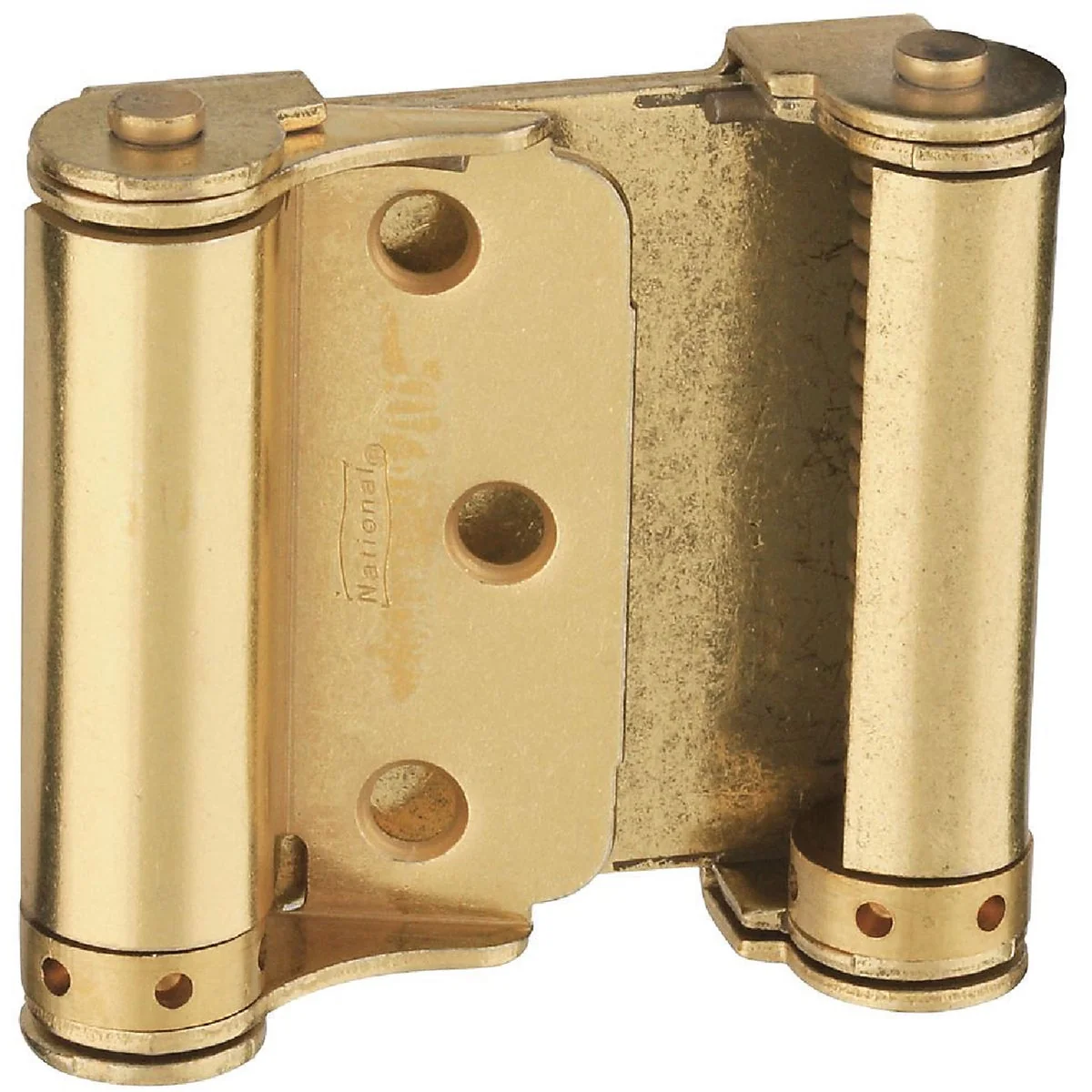 Relaxed National 3 In. Satin Brass Double Action Spring Door Hinge 2-Pack Soft