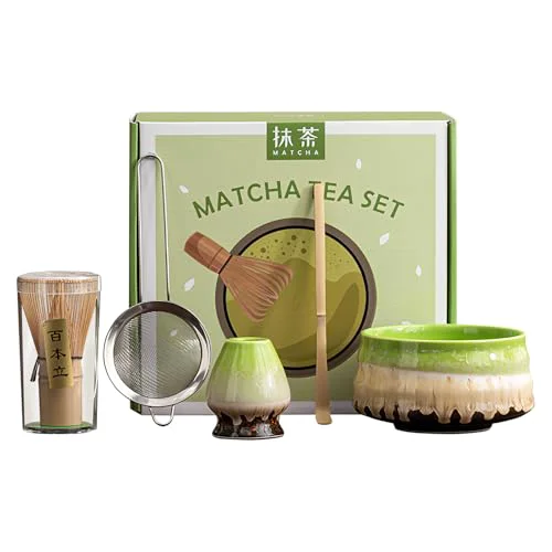 Prestigious Matcha Whisk Set Ceramic Matcha Set Includes Matcha Bowl Matcha Whisk and Holder 5 Count Unique