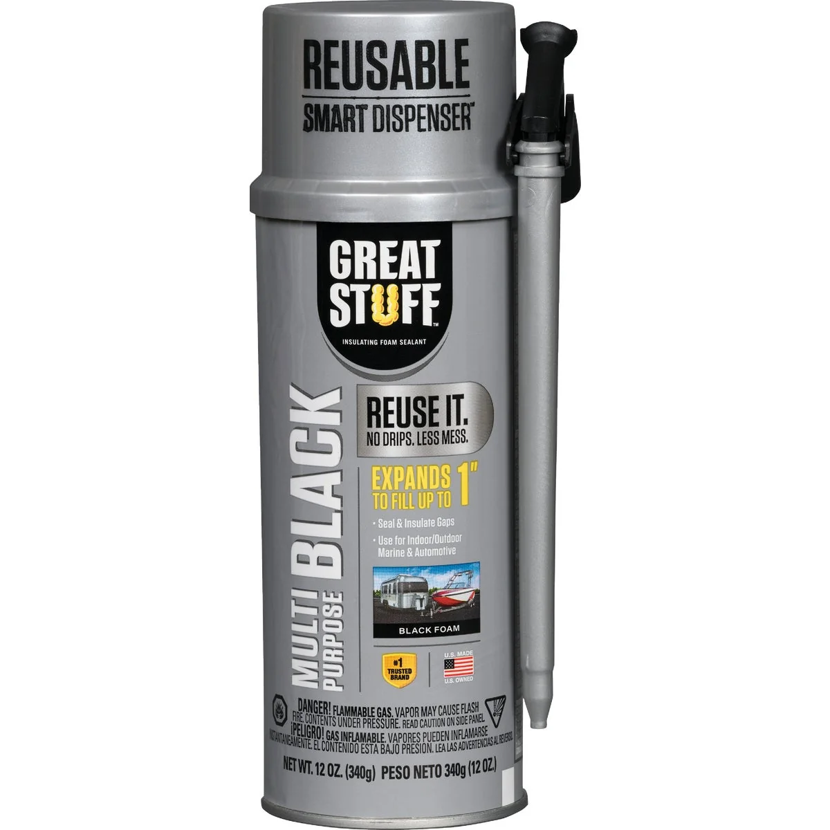 Original Great Stuff Smart Dispenser 12 Oz. Black Multipurpose Sealant Sustainable