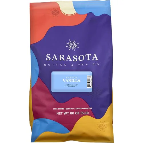 Convenient Sarasota Coffee Whole Bean French Vanilla 80 Ounce Easy-to-Use