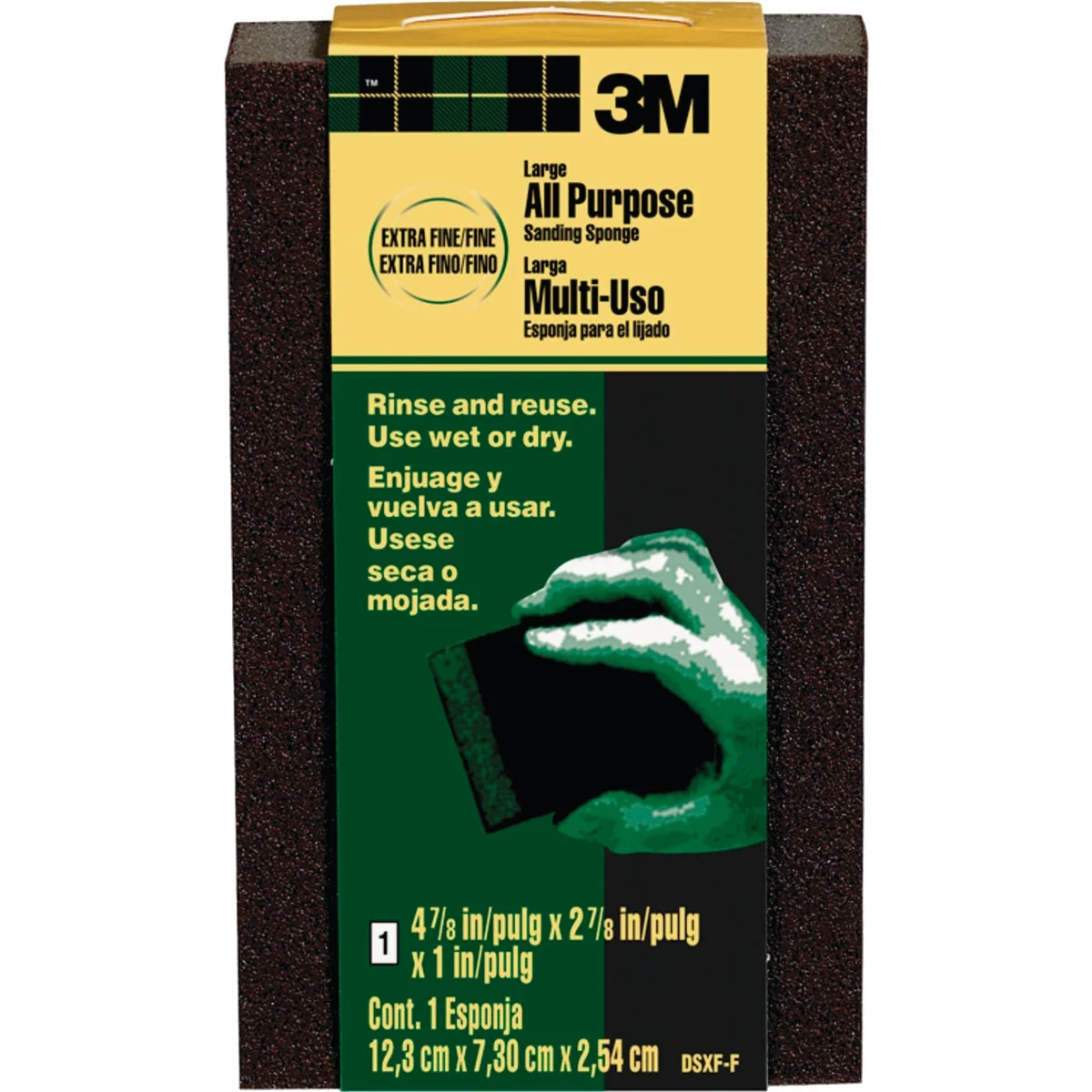 Relaxed 3M Large All-Purpose 2-7 8 In. x 4-7 8 In. x 1 In. Extra Fine Fine Sanding Sponge Healthy