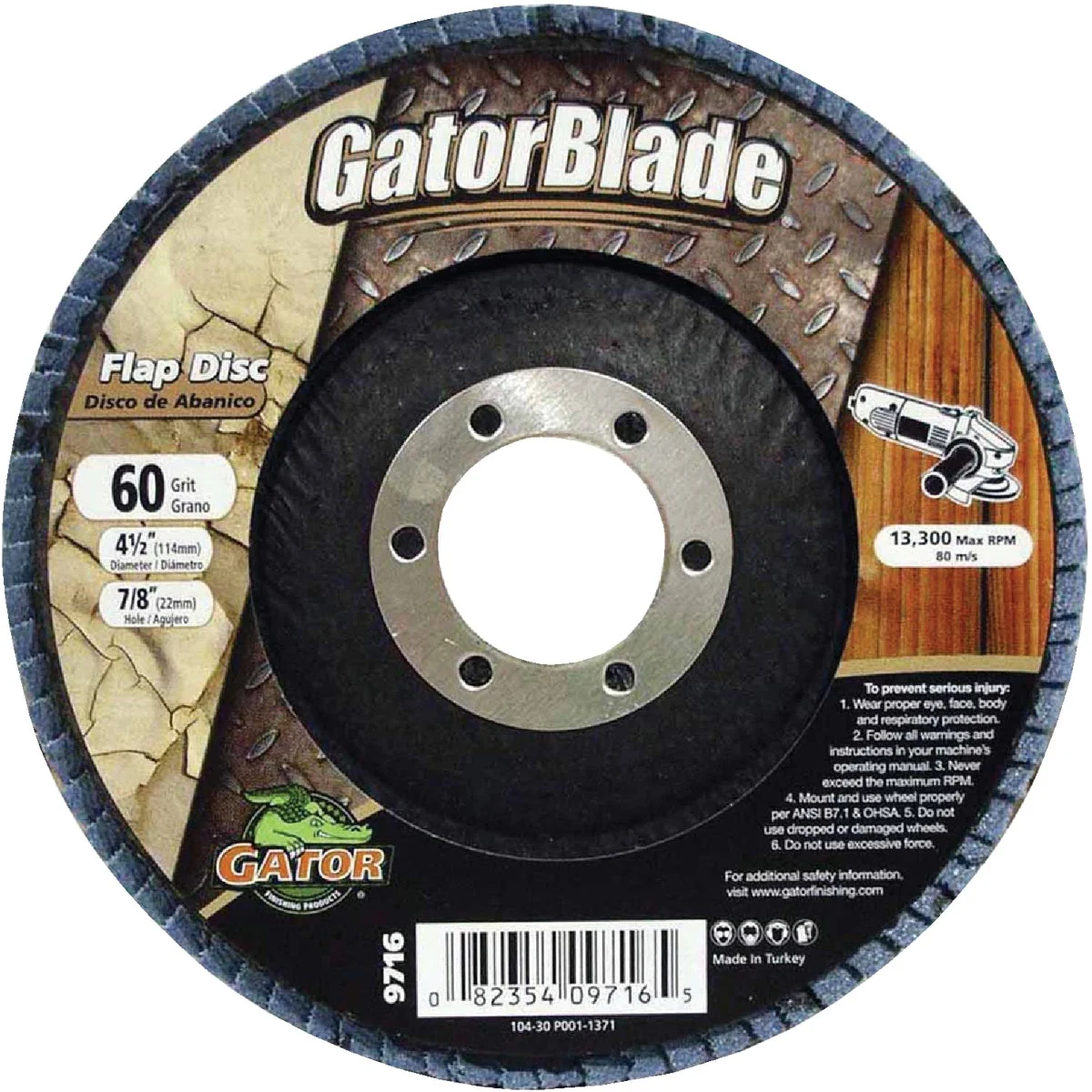 Solid Gator Blade 4-1 2 In. x 7 8 In. 60-Grit Type 29 Angle Grinder Flap Disc Responsible