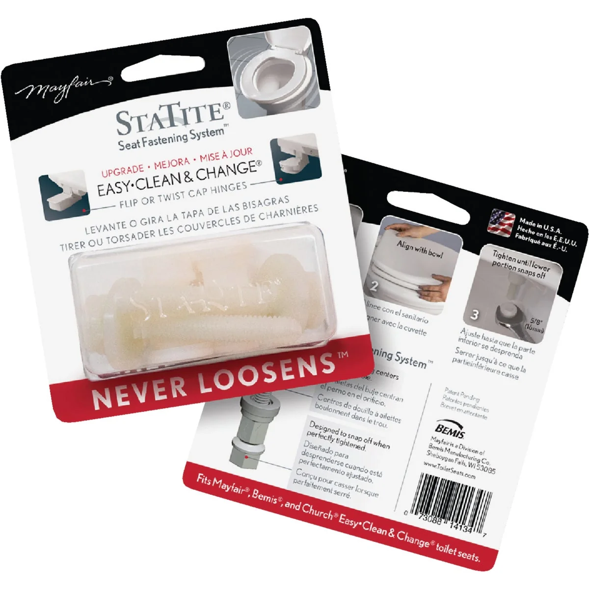 Breathable Mayfair 3 4 x 2-1 2 Nylon Toilet Seat Bolt Includes Nuts and Washers Detailed