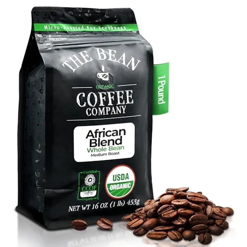 Relaxed The Bean Organic Coffee Co. African Blend 16 Ounce Secure