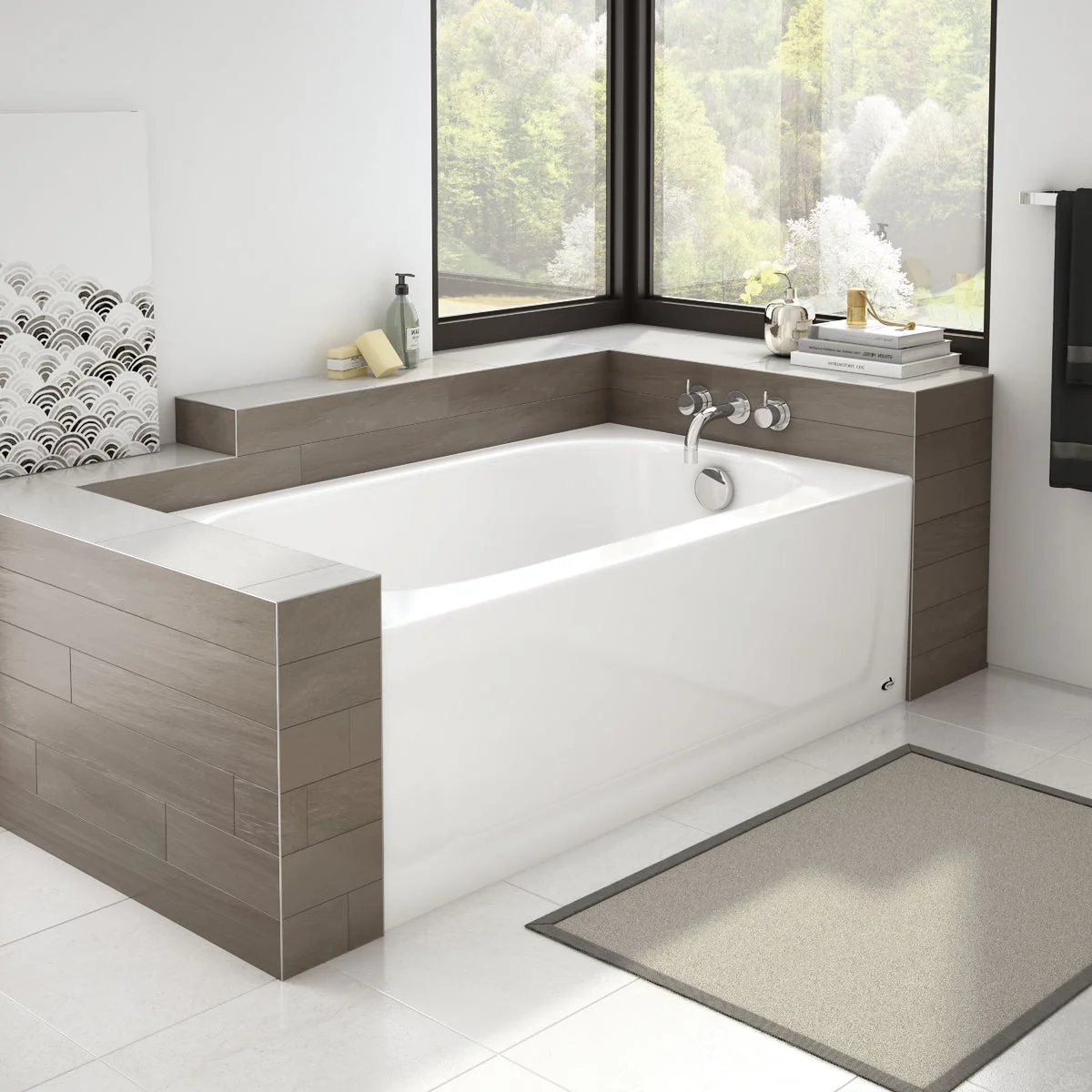 Exclusive Briggs Pendant 54 54 In. L x 30 In. W x 15 In. D Right Drain Bathtub in White Quality