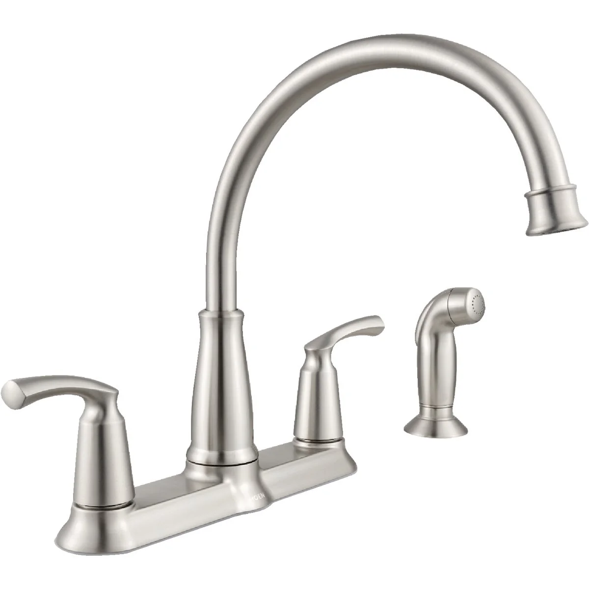 Natural Moen Bexley Dual Handle Lever Kitchen Faucet with Side Spray Stainless High-Grade