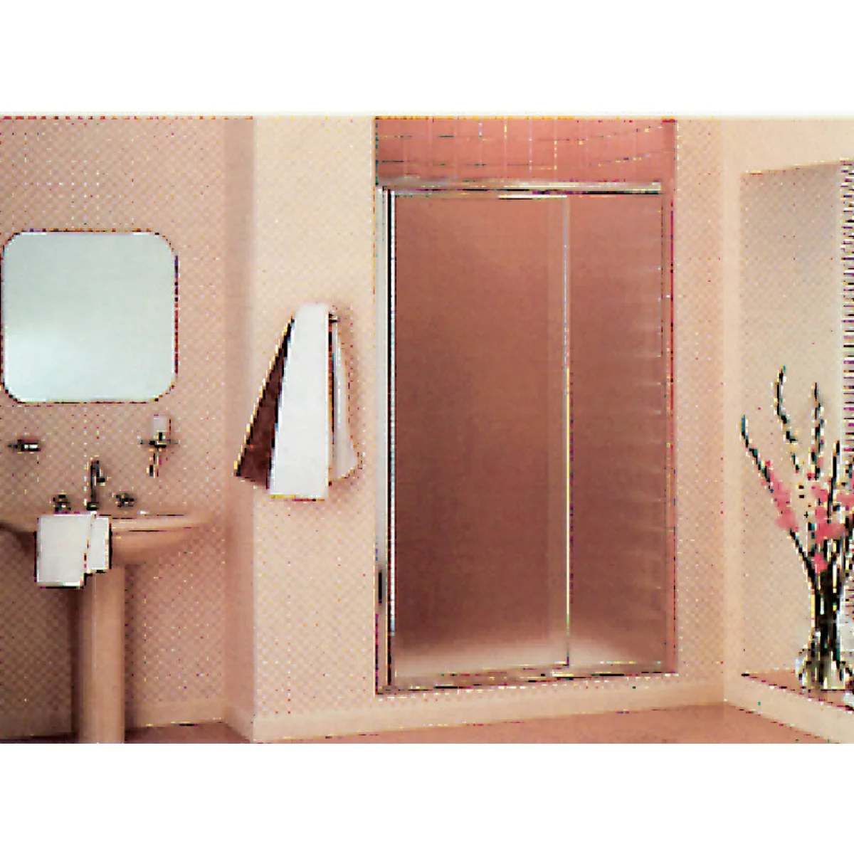 Minimalist Sterling Vista Pivot II 36 In. W. X 65-1 2 In. H. Chrome Pebbled Glass Shower Door Premium Material