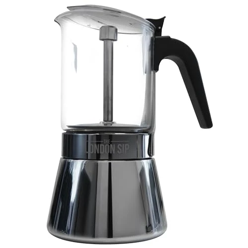 Sophisticated Glass and Stainless Steel Stovetop Espresso Maker Elegant