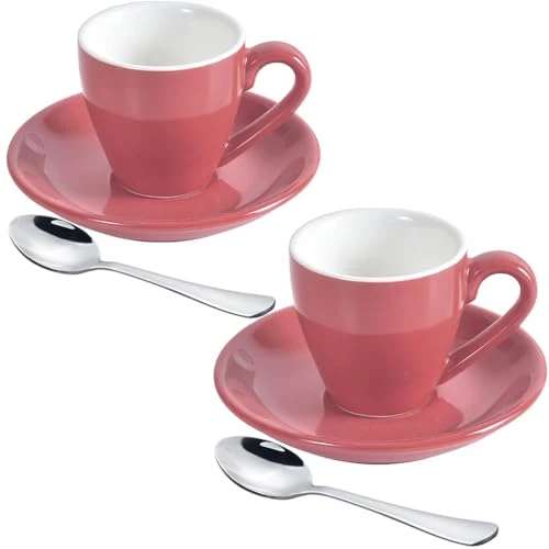 Top-Quality Porcelain Espresso Cup with Saucer And Stainless Steel mini Spoons 7 Count Original Design