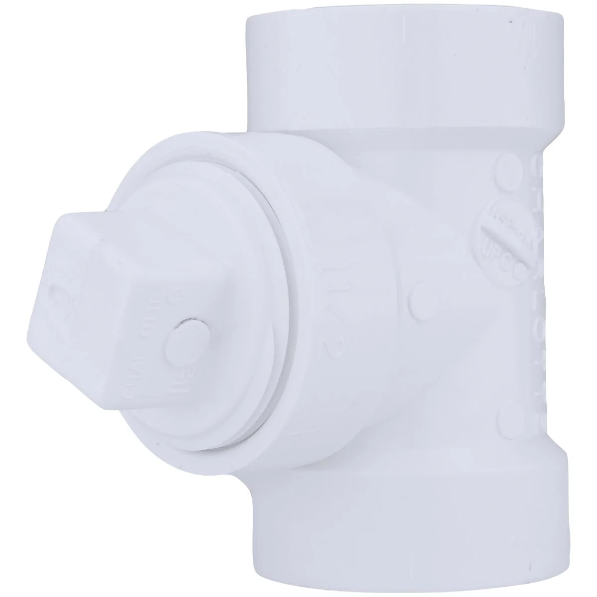 Easy-to-Use Charlotte Pipe 1-1 2 In. Test PVC Tee with Hex Plug Elite