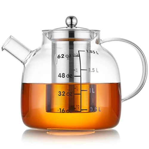 Unique 68OZ Glass Teapot Tea Pot With Infuser High-Performance